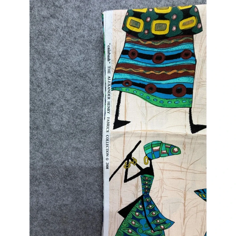 Alexander Henry Calabash Fabric 2008 African Motif Cotton Remnant 70x43 Teal